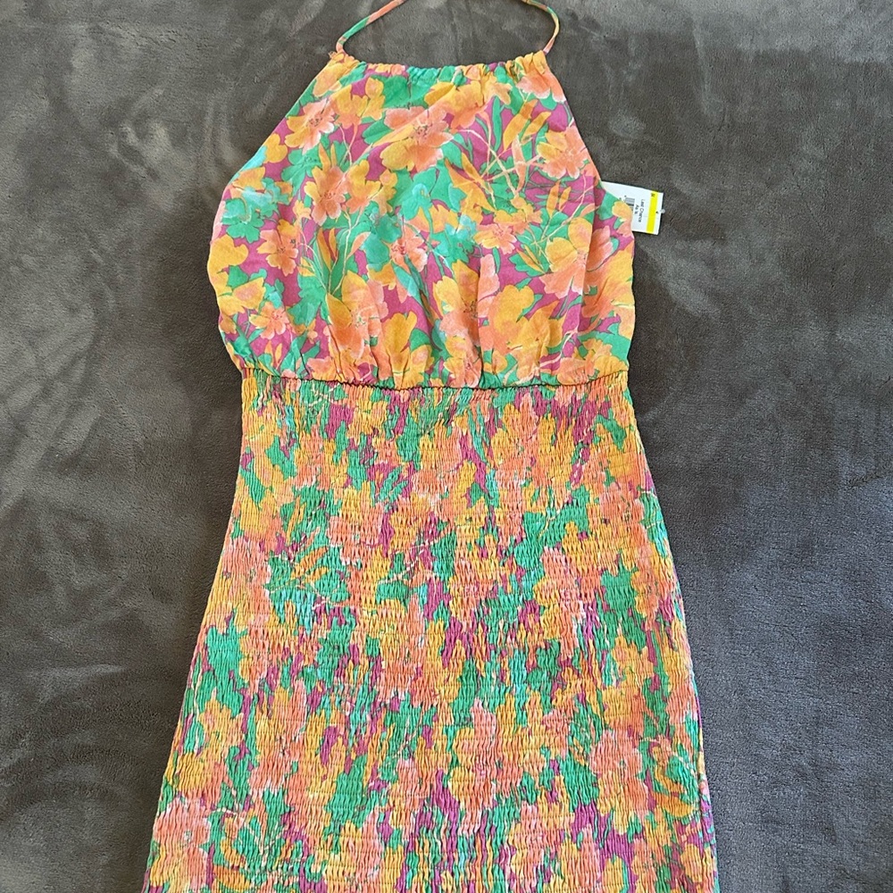 Lost + Wander Pink and Orange Halter Sundress